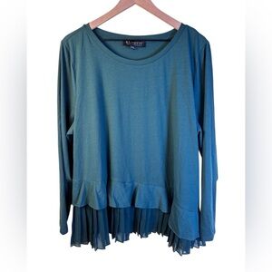 Eloquii NWT Long Sleeve Pleated Hem Women's Top Green Size 22-24